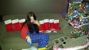 setting up stockings... making sure Santa gets some credit this year... but not much.