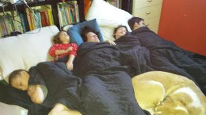 five people and a dog... thank God for King size beds